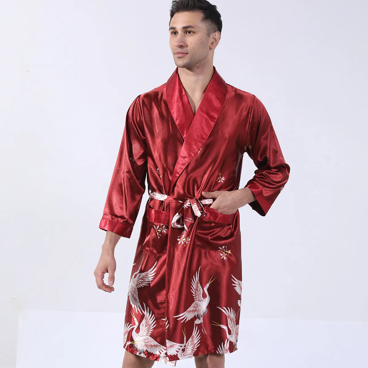 Men's rayon summer bathrobe nightgown in six colour options with continental sizing