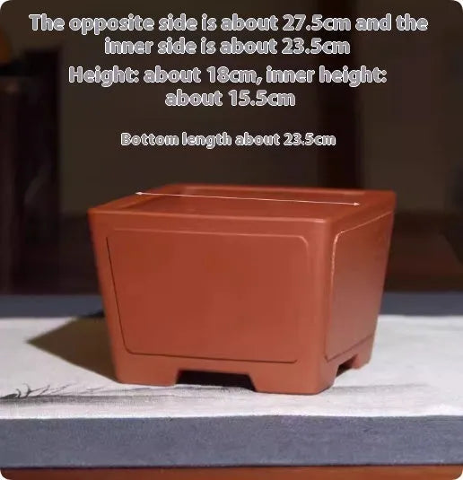 Square purple clay succulent bonsai pot in classical style on tabletop