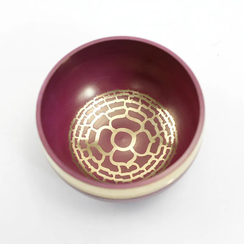 Handmade colourful Himalayan singing bowl meditation instrument with mallet