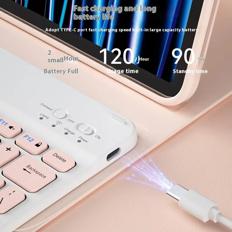 Pink and white Bluetooth wireless keyboard for girls with optional matching mouse