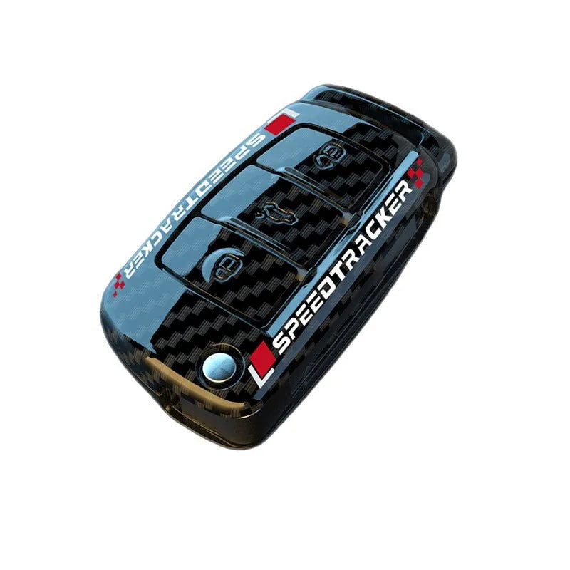 Carbon fibre style car key cover with mirror surface in carbon black and white colour options