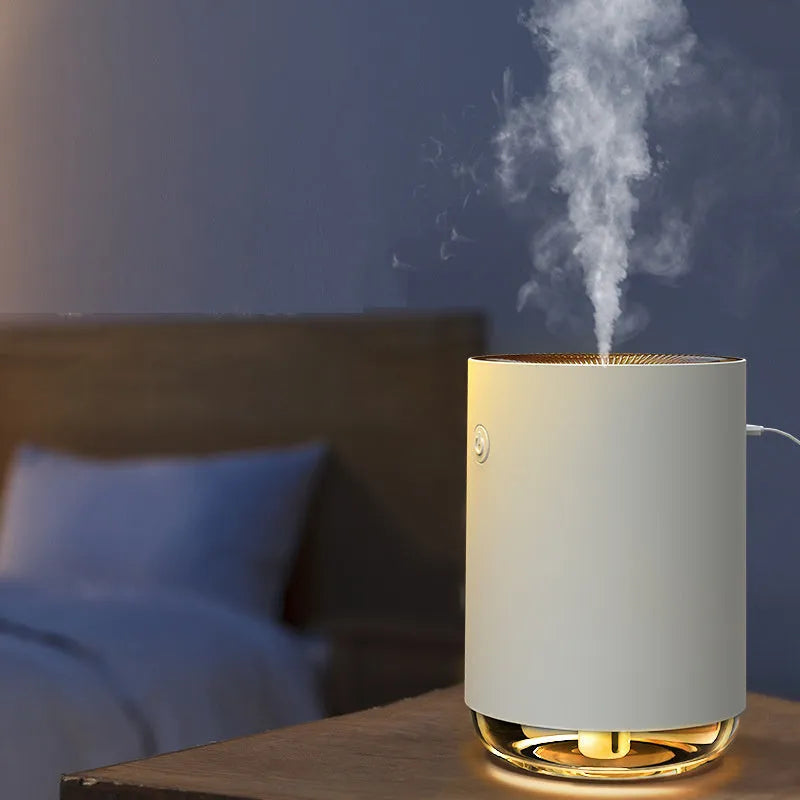 Night light humidifier spray diffuser in green colour with ABS PP build and compact design for home decor