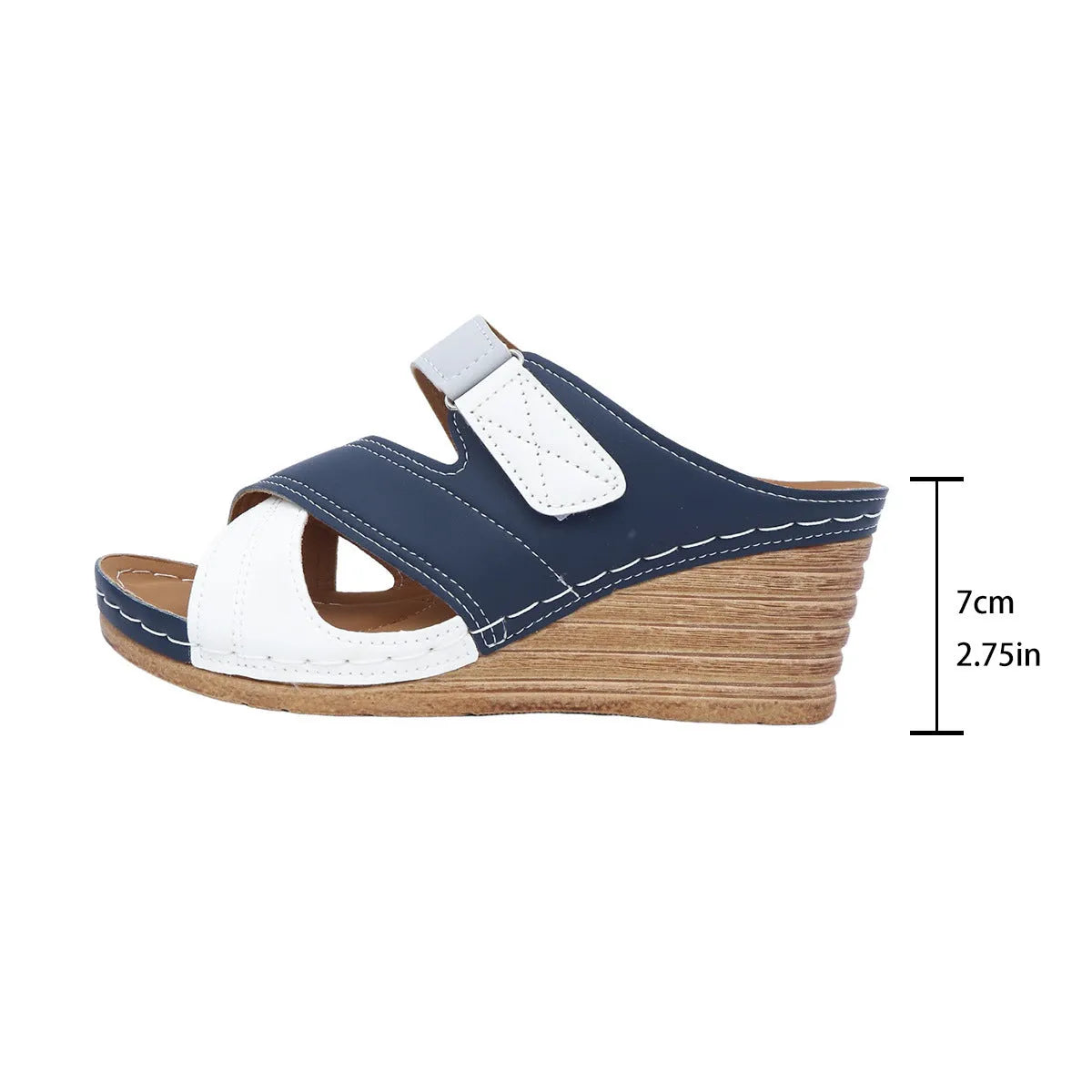 Women's wedge platform slippers with adjustable Velcro straps in multiple colour options