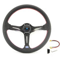 Leather 14-inch middle concave steering wheel with black or silver skeleton frame