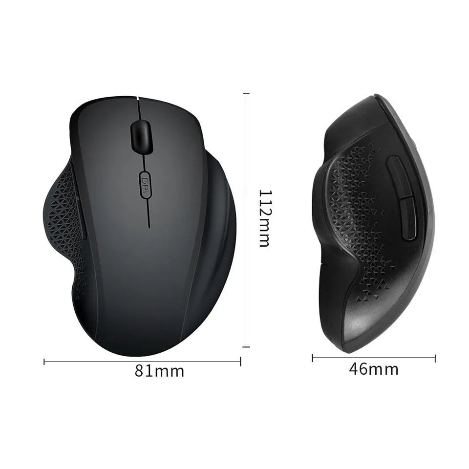 Grey and black wireless optical mouse for laptops with USB charging cable