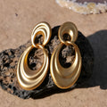 Women's French retro gold double circle earrings with U-shaped design