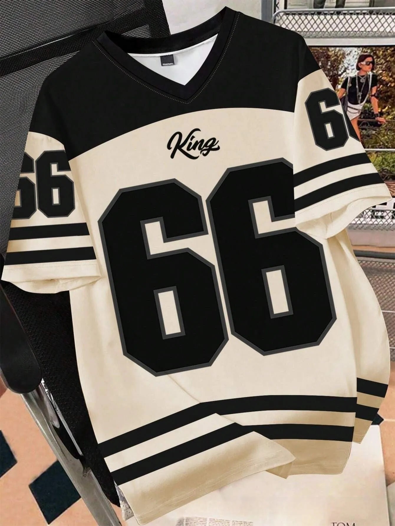 Men's Chicago No 23 3D printed T-shirt in bird eye polyester fabric with digital printing and striped pattern