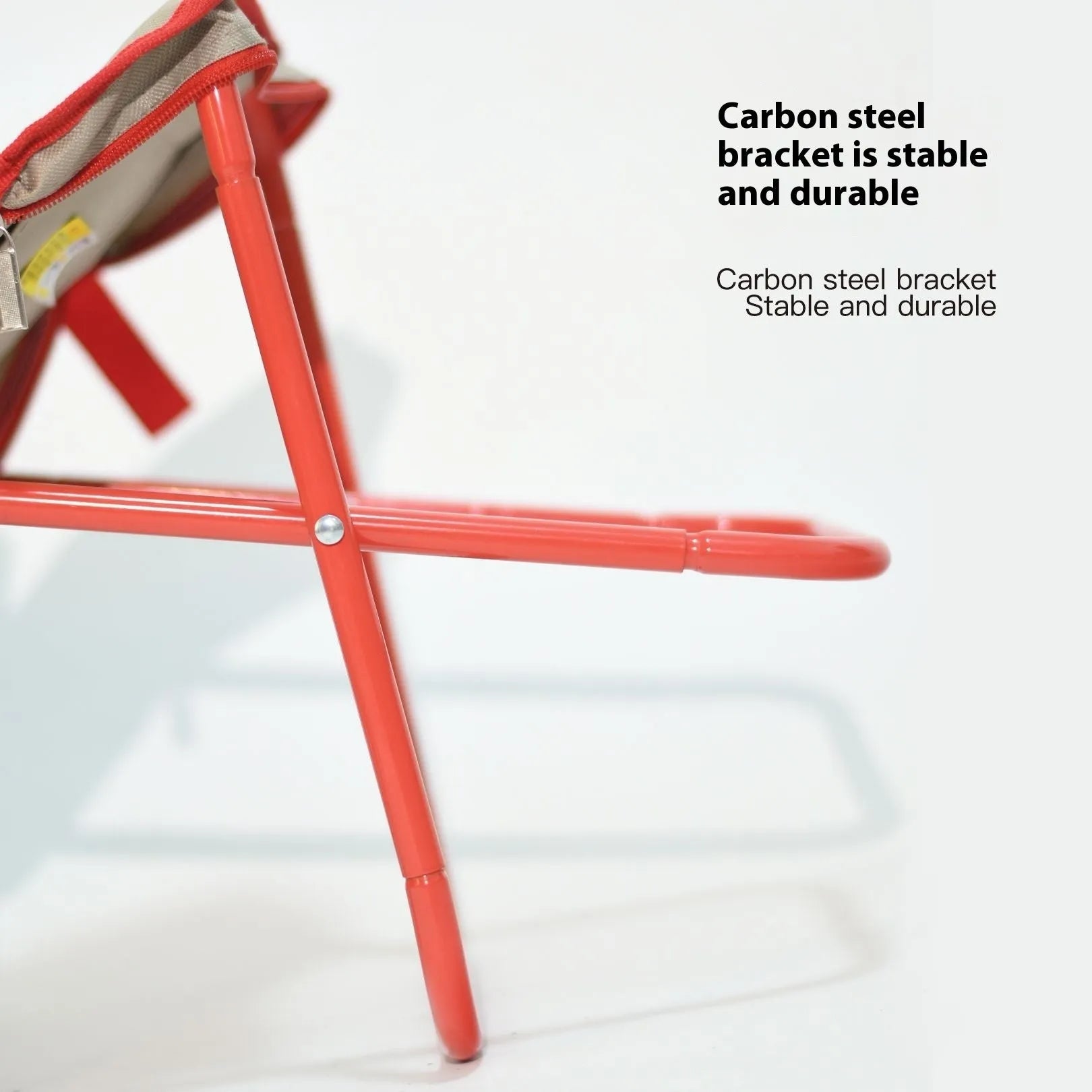 Foldable outdoor camp stool in Oxford cloth shown in a khaki colour, collapsed in its flat pencil box design.