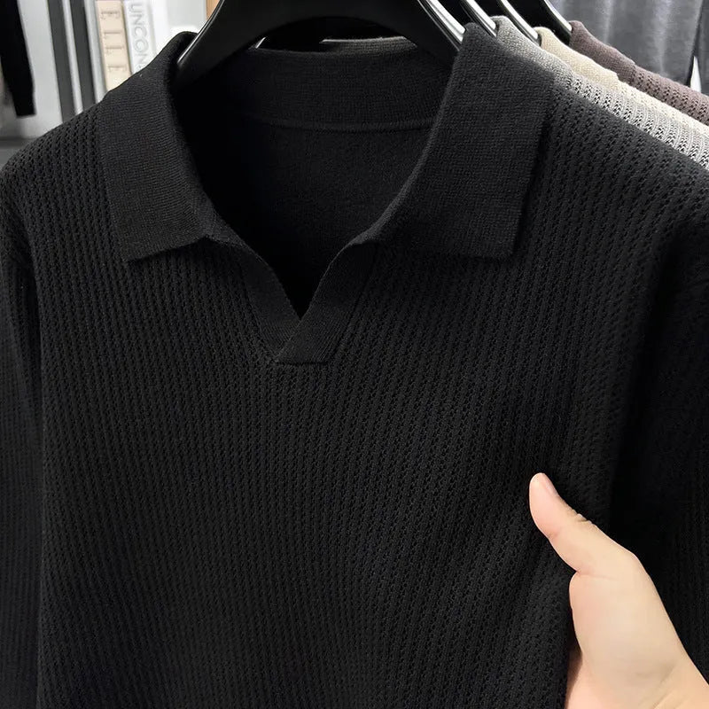 Men's loose fit casual pullover sweater in green colour showing front view