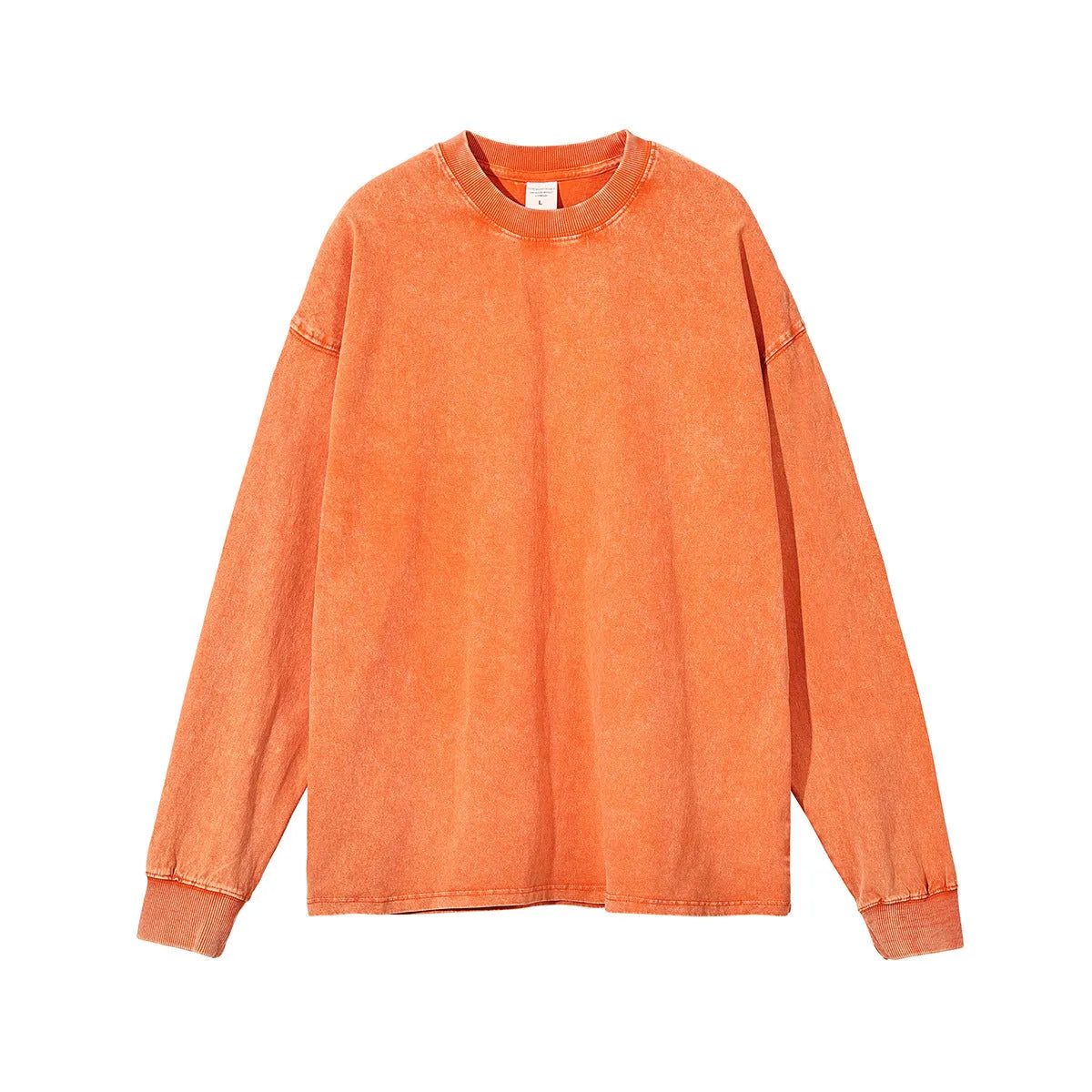 Men's vintage washed batik cotton long sleeve loose pullover tee shirt
