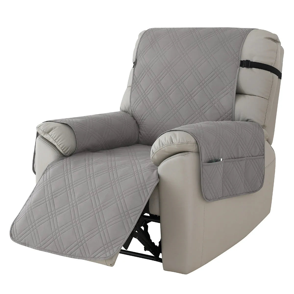 Quilted polyester spandex sofa cover for a Chivas massage chair in burgundy colour.