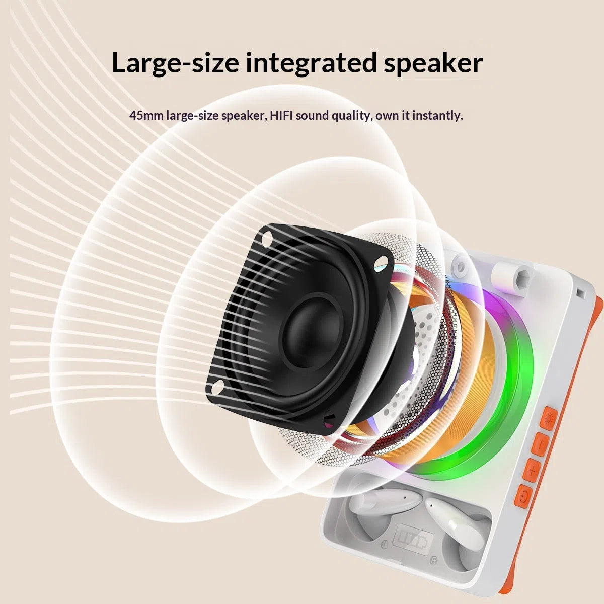 TF27BOX multifunctional mobile phone holder with integrated speaker in black and white colour options