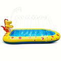 Blue dinosaur water spray pool play mat for kids measuring 170cm with water spray feature
