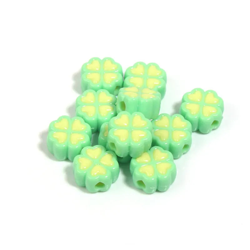 15mm acrylic four-leaf clover craft beads with frosted finish in multiple colours