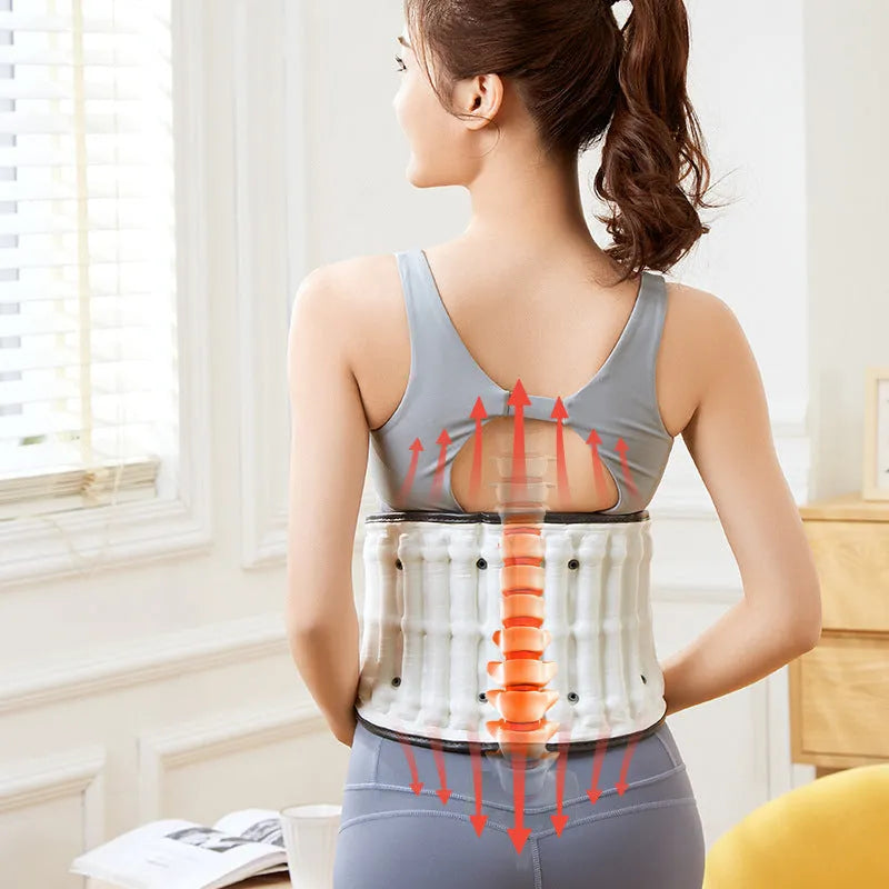 Automatic inflation lumbar waist supporter for back support and disc stretch correction.
