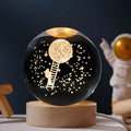 Starry sky luminous crystal ball on wooden base with USB cable and warm white LED illumination