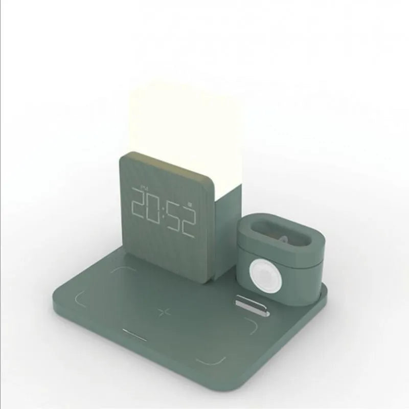 3-in-1 wireless charging stand for iPhone, AirPods and Apple Watch in dark green colour