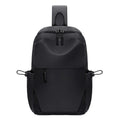 Men's grey lightweight chest bag showing front compartment and adjustable shoulder strap.