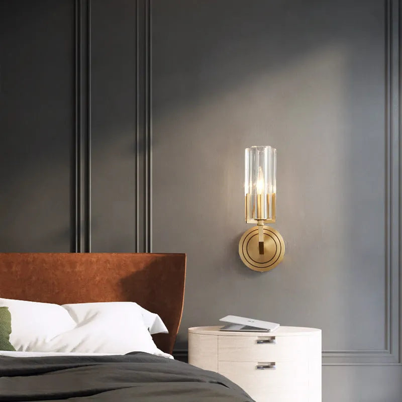 Copper Nordic style wall lamp with single head design for bedroom bedside lighting