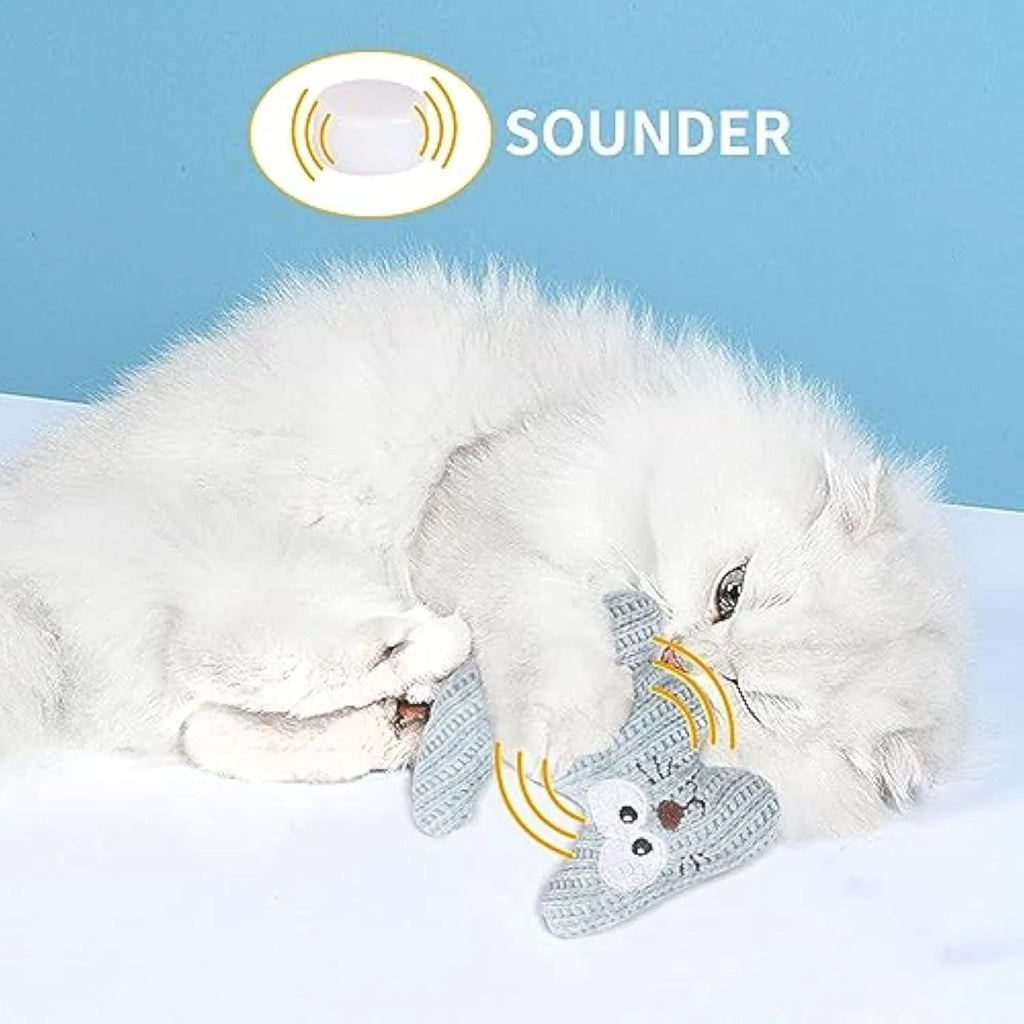 Cyan catnip plush toy with bell inside measuring 12cm by 11cm for feline play
