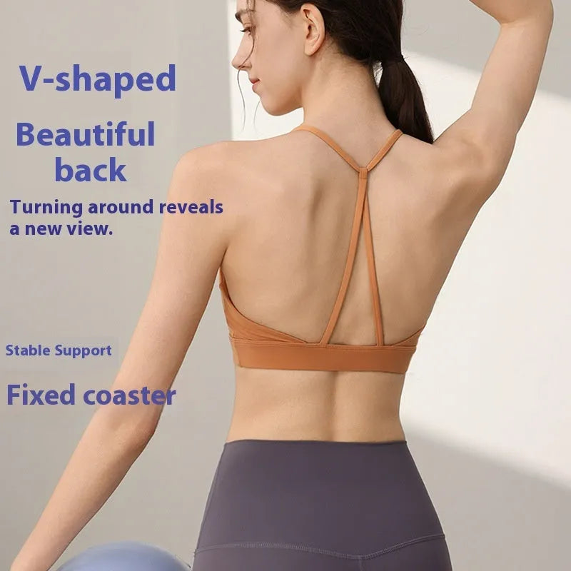 Women's nylon sports vest with fixed double-shoulder straps in Sunshine Desert colour