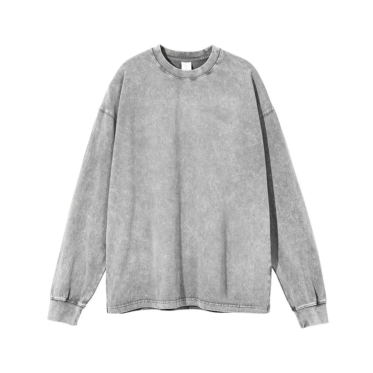 Men's vintage washed batik cotton long sleeve loose pullover tee shirt