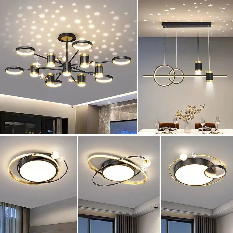 Black iron pendant lamp chandelier with 13 light heads and remote control, 1000mm diameter
