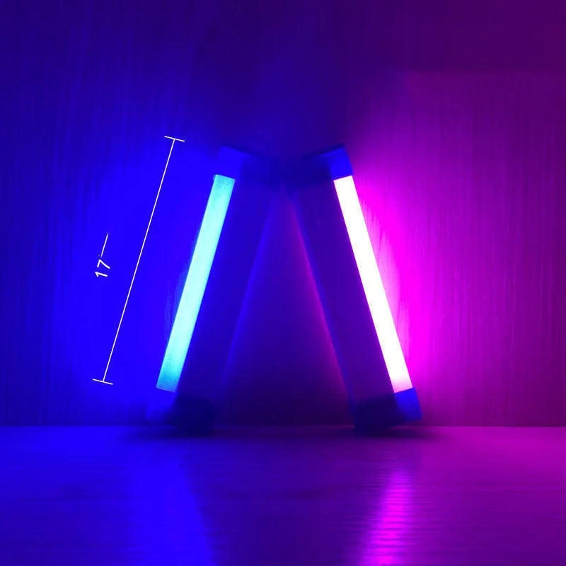 Rechargeable blue and purple LED tube stick photo fill light with dimmable RGB atmosphere lighting