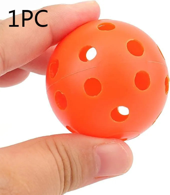 Six multi-colour 42mm golf practice balls including red, orange, blue, green, white, and yellow options