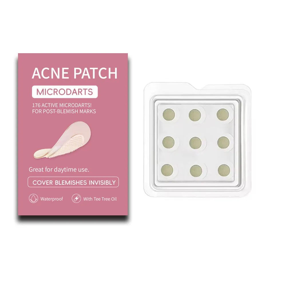 Box containing 9 mild hydrocolloid acne patches for pimple and closed comedone treatment