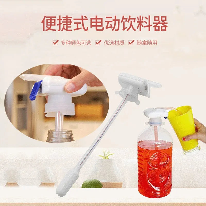 Electric pumping water device with silicone straws and blue press handle for beverage transfer