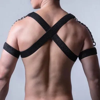 Adjustable elastic belly band corset in black with metal chain YLM-123 specification