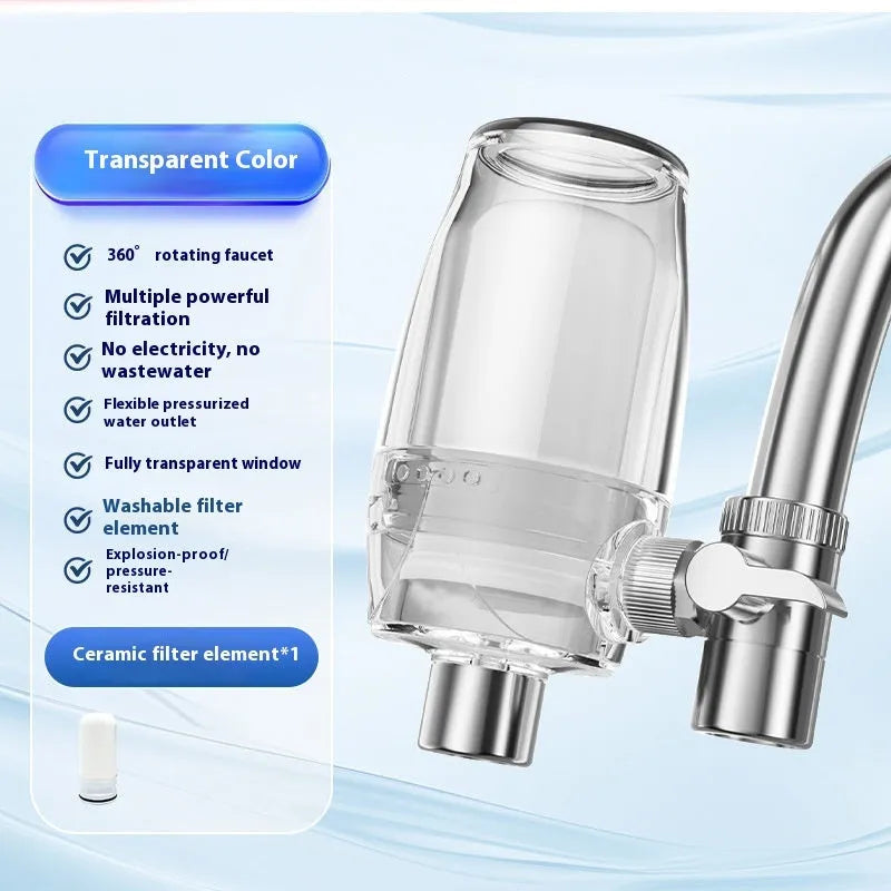 Ceramic faucet water filter element for direct drinking water purification