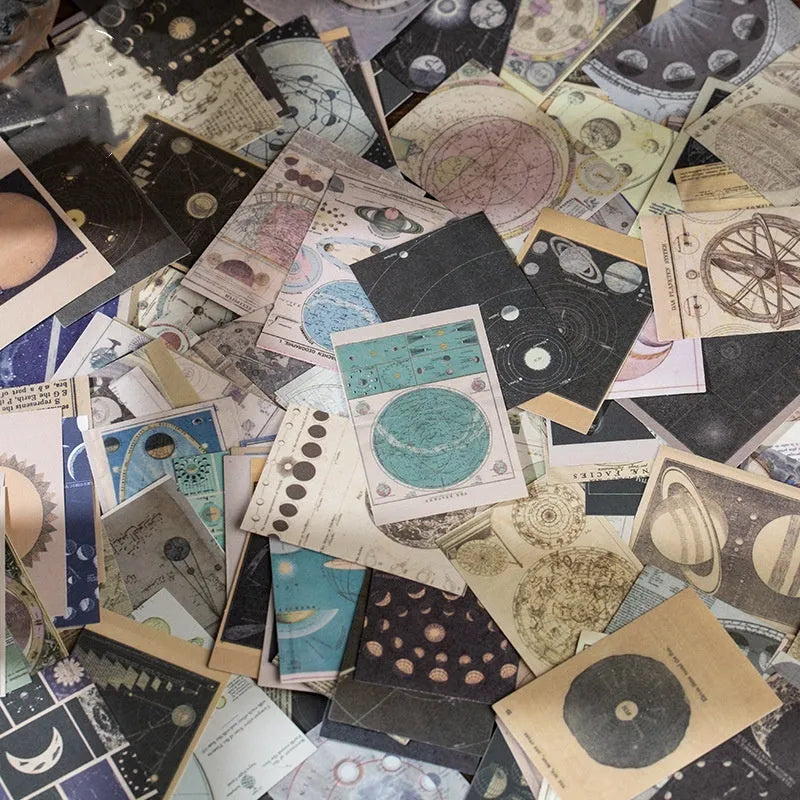 Retro style sticker collection with 320 pieces at 4cm by 6cm size in Secret Land colour design