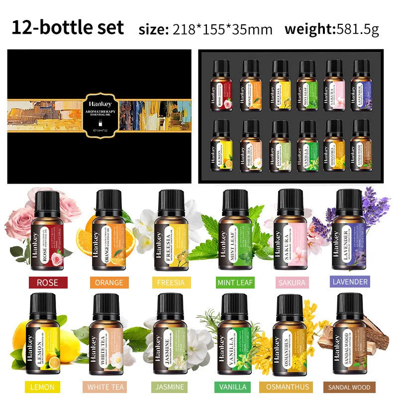 Boxed set of water-soluble aromatherapy essential oil bottles for fresh air function
