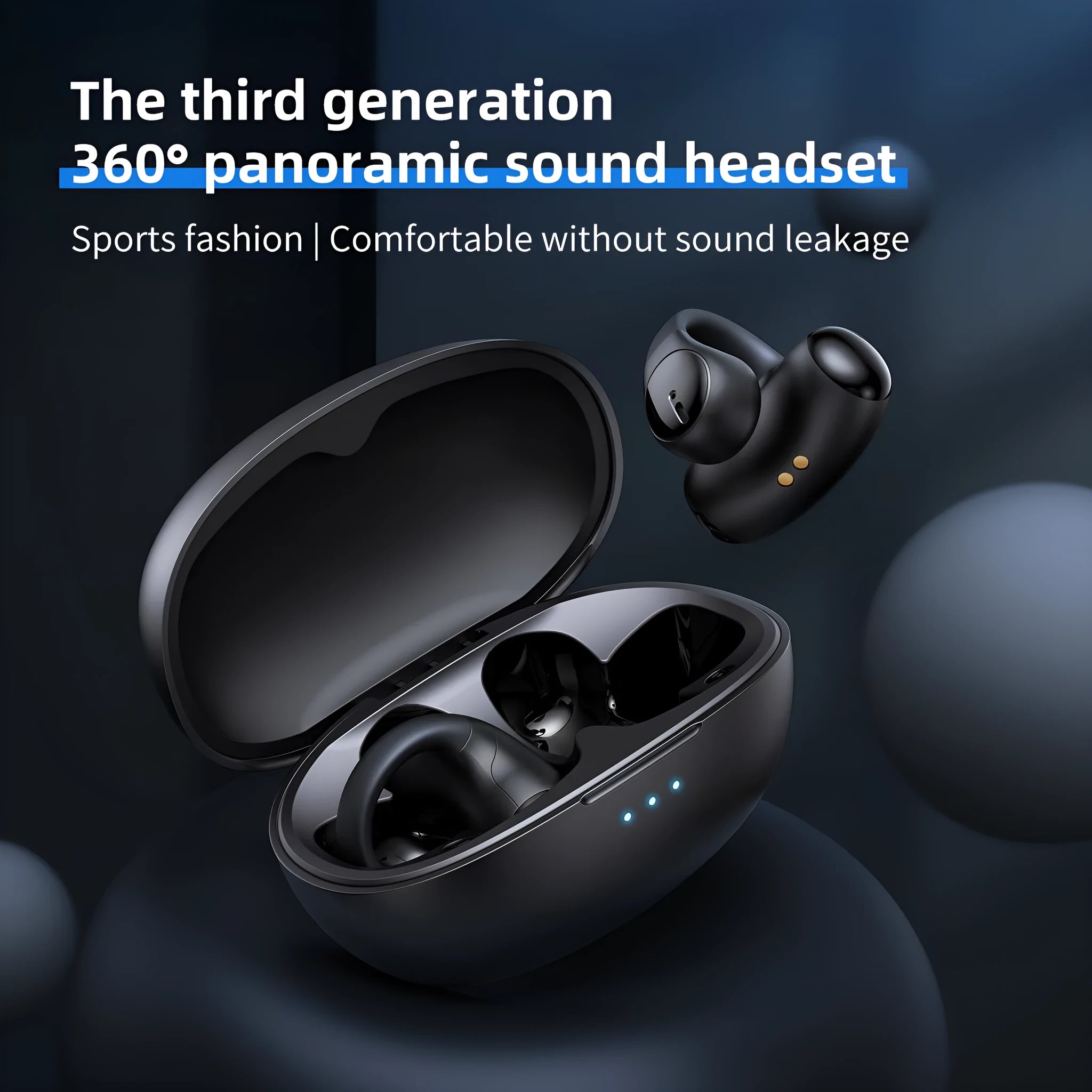 Black and white T306 Bluetooth wireless clip-on gaming headset with sports earhook design