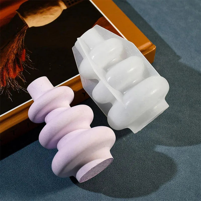 Three layer circle vase silicone mould in irregular modern shape for resin and candle crafts