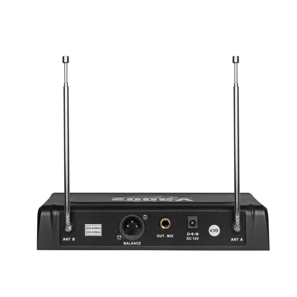V-3002 wireless handheld microphone twin pack in black with transmitter and cables