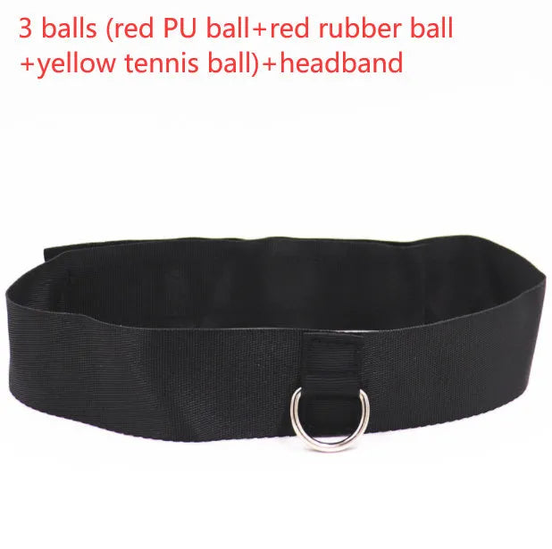 Head-mounted boxing reaction training set with adjustable headbands and multiple ball options including PU soft balls and tennis ball