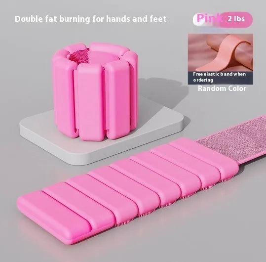 Silicone weight-bearing fitness bracelet with Velcro fastening in black, blue, gray or pink