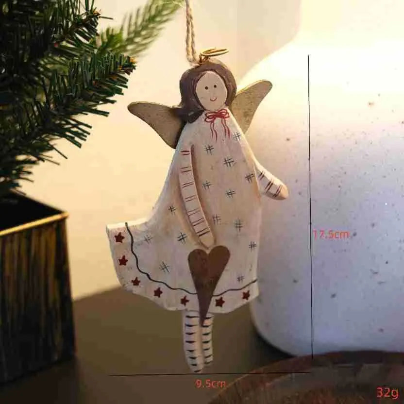 Carved wooden door plate pendant with hand-painted love heart and letter designs
