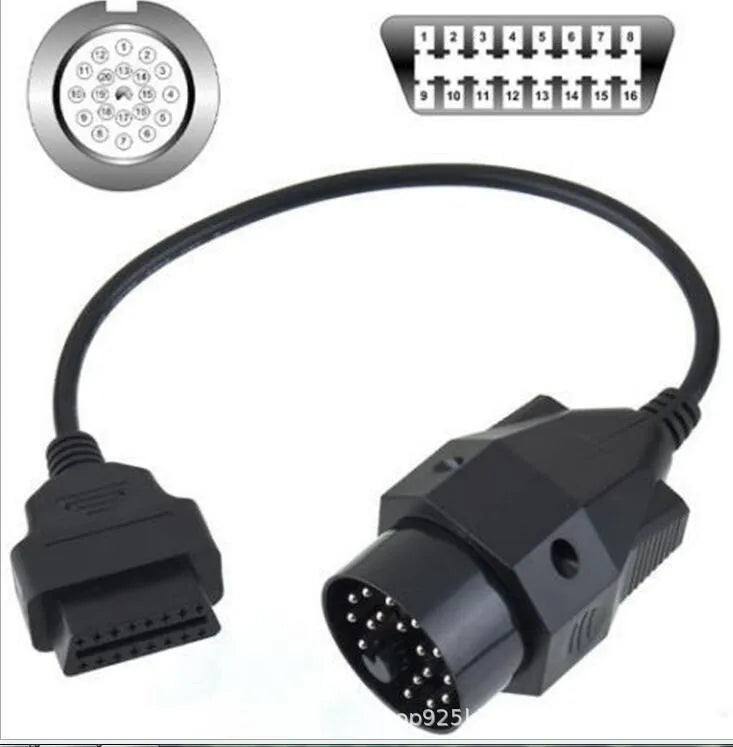 BMW OBD2 diagnostic adapter cable converting 20-pin port to 16-pin OBD2 port