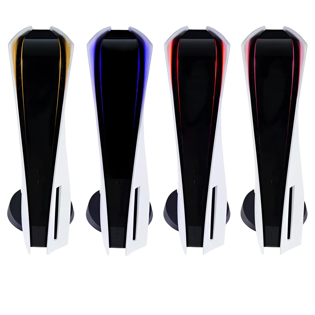 PS5 LED light bar film sticker in carbon fibre pattern showing four colour options
