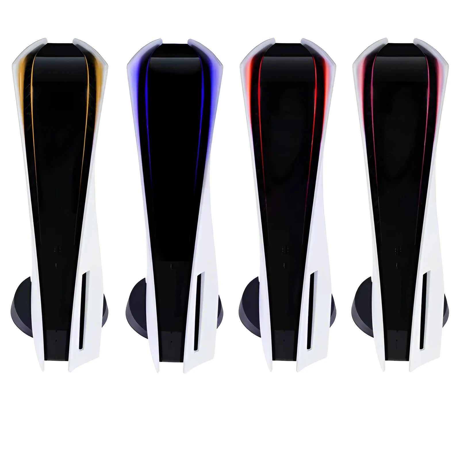 PS5 LED light bar film sticker in carbon fibre pattern showing four colour options