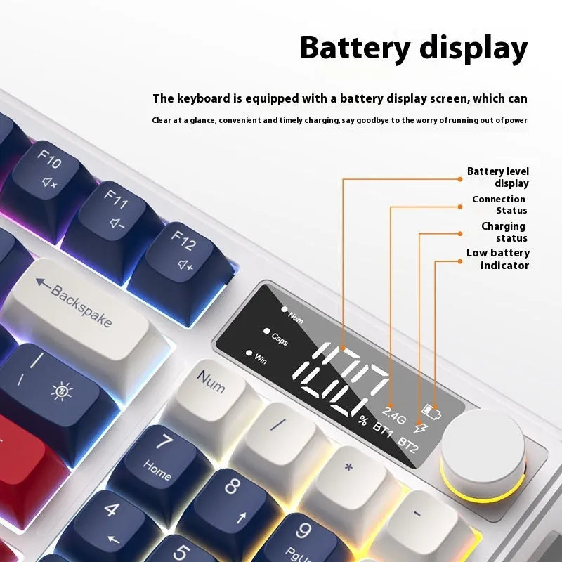 Wireless Bluetooth keyboard and mouse combo in blue white colour with compact design and ball-shaped keycaps