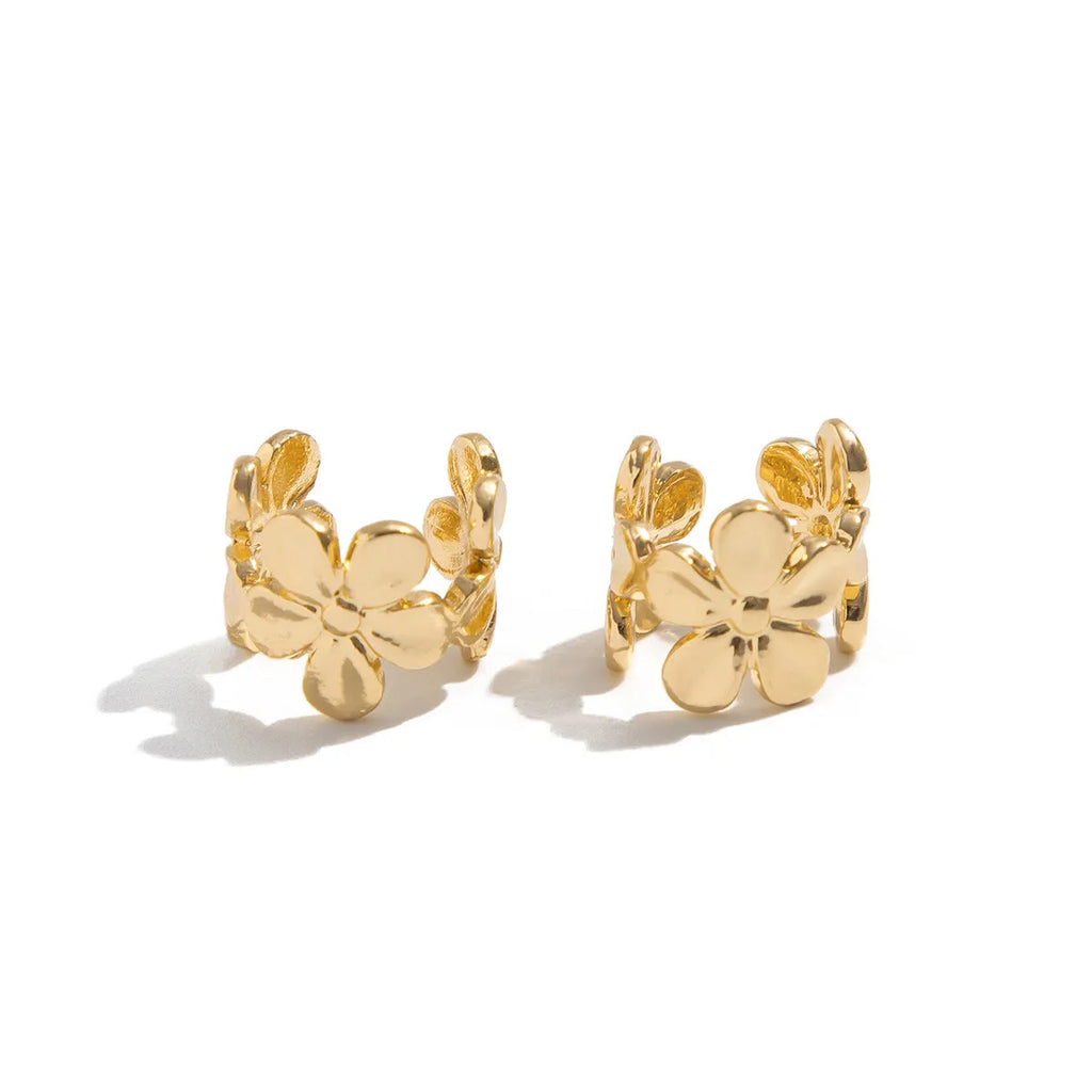 Gold starfish and conch design alloy earrings for women with electroplated finish