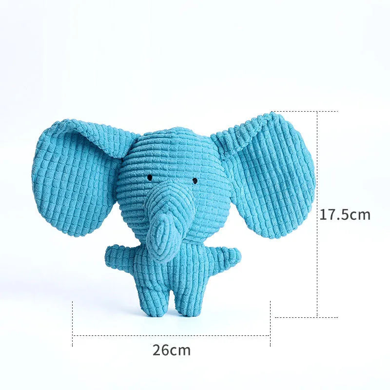 Animal shape plush dog chew toy with squeaker in bright colours