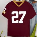 Cotton loose-fit casual t-shirt with a printed letter design in red or green colour.