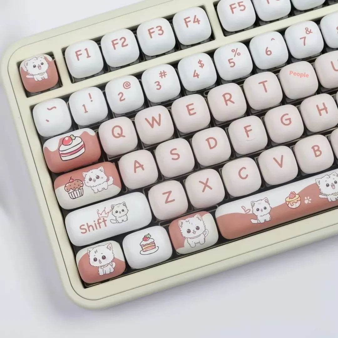 Dessert cat MOG round mechanical keyboard keycaps with colourful cartoon design and sublimation printing