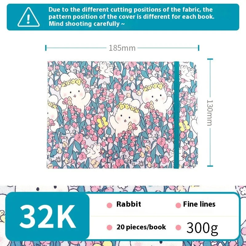Feiluniao handmade fabric watercolour notebook with artistic cover design, 185mm length for portable sketching